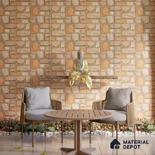 Elevation Wall Tile TL 00085 A Terra Brown 2 ft x 1 ft Punch Matte Finish Vitrified Tile - 9 mm | Ideal For Modern Facades, Outdoor Cladding, Feature Wall