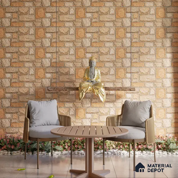 Elevation Wall Tile TL 00085 A Terra Brown 2 ft x 1 ft Punch Matte Finish Vitrified Tile - 9 mm | Ideal For Modern Facades, Outdoor Cladding, Feature Wall