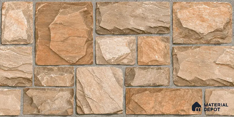 Elevation Wall Tile TL 00085 A Terra Brown 2 ft x 1 ft Punch Matte Finish Vitrified Tile - 9 mm | Ideal For Modern Facades, Outdoor Cladding, Feature Wall