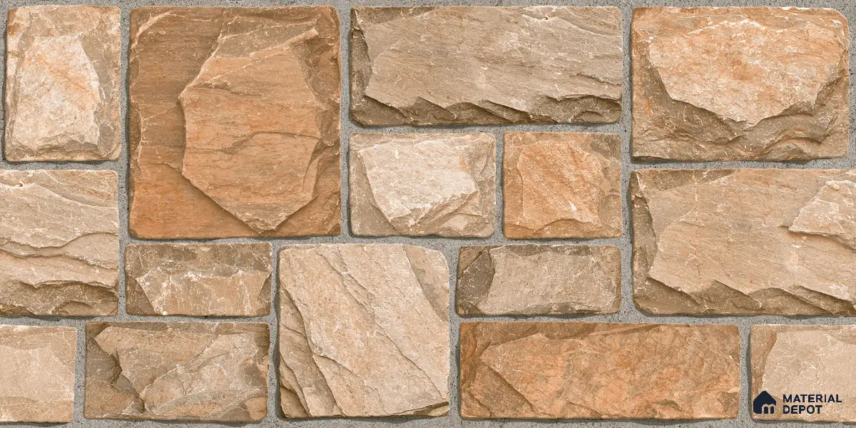 Elevation Wall Tile TL 00085 A Terra Brown 2 ft x 1 ft Punch Matte Finish Vitrified Tile - 9 mm | Ideal For Modern Facades, Outdoor Cladding, Feature Wall