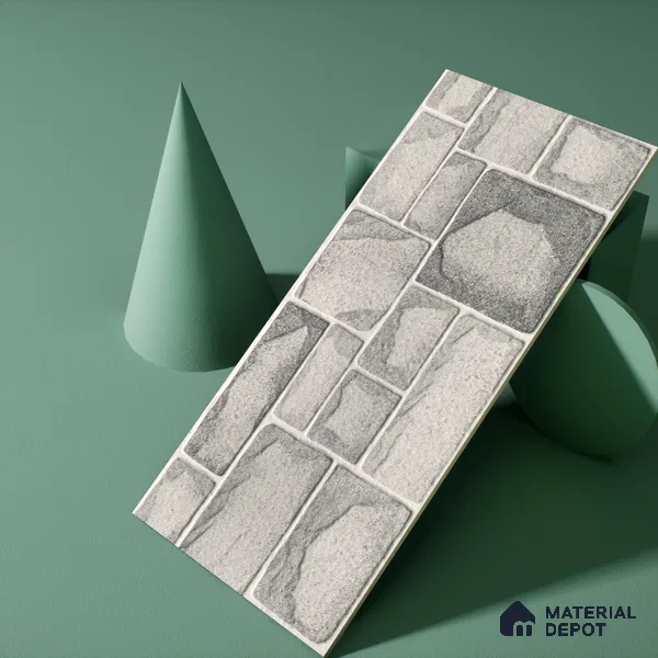 Elevation Wall Tile TL 00085 B Shadow Grey 2 ft x 1 ft Punch Matte Finish Vitrified Tile - 9 mm | Ideal For Modern Facades, Outdoor Cladding, Feature Wall