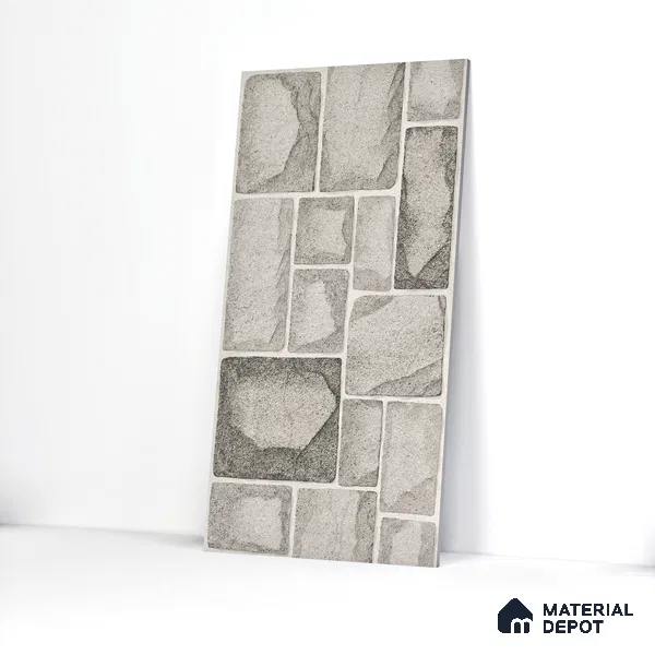 Elevation Wall Tile TL 00085 B Shadow Grey 2 ft x 1 ft Punch Matte Finish Vitrified Tile - 9 mm | Ideal For Modern Facades, Outdoor Cladding, Feature Wall