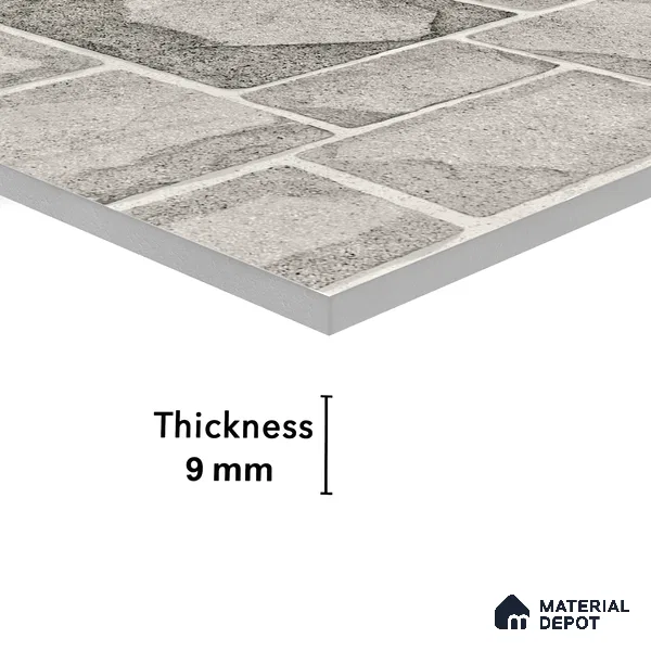 Elevation Wall Tile TL 00085 B Shadow Grey 2 ft x 1 ft Punch Matte Finish Vitrified Tile - 9 mm | Ideal For Modern Facades, Outdoor Cladding, Feature Wall