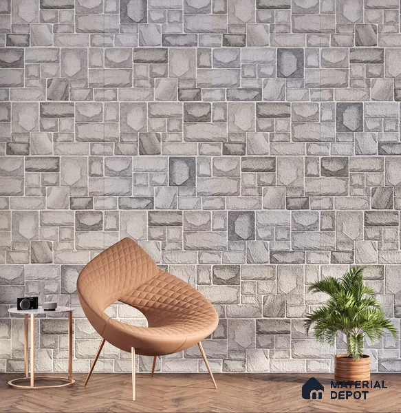Elevation Wall Tile TL 00085 B Shadow Grey 2 ft x 1 ft Punch Matte Finish Vitrified Tile - 9 mm | Ideal For Modern Facades, Outdoor Cladding, Feature Wall