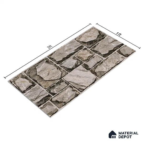Elevation Wall Tile TL 00085 C Slate Grey 2 ft x 1 ft Punch Matte Finish Vitrified Tile - 9 mm | Suitable For Feature Wall, Boundary Wall, Balcony, Outdoor