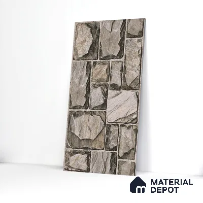 Elevation Wall Tile TL 00085 C Slate Grey 2 ft x 1 ft Punch Matte Finish Vitrified Tile - 9 mm | Suitable For Feature Wall, Boundary Wall, Balcony, Outdoor