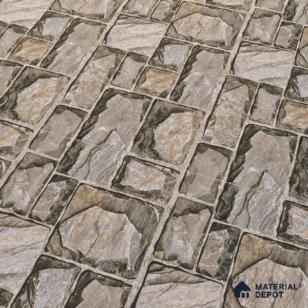 Elevation Wall Tile TL 00085 C Slate Grey 2 ft x 1 ft Punch Matte Finish Vitrified Tile - 9 mm | Suitable For Feature Wall, Boundary Wall, Balcony, Outdoor