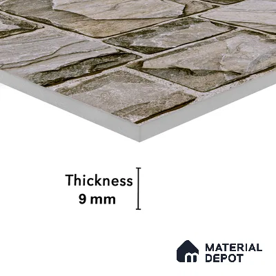Elevation Wall Tile TL 00085 C Slate Grey 2 ft x 1 ft Punch Matte Finish Vitrified Tile - 9 mm | Suitable For Feature Wall, Boundary Wall, Balcony, Outdoor