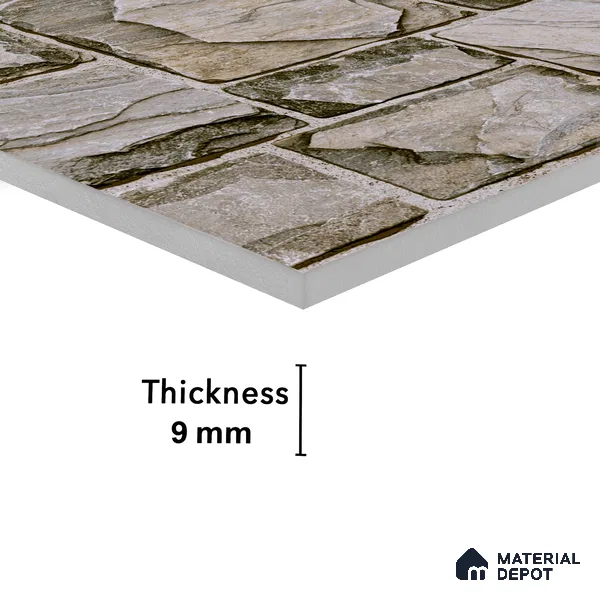 Elevation Wall Tile TL 00085 C Slate Grey 2 ft x 1 ft Punch Matte Finish Vitrified Tile - 9 mm | Suitable For Feature Wall, Boundary Wall, Balcony, Outdoor