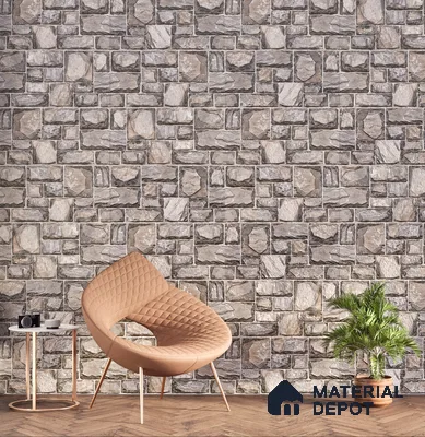 Elevation Wall Tile TL 00085 C Slate Grey 2 ft x 1 ft Punch Matte Finish Vitrified Tile - 9 mm | Suitable For Feature Wall, Boundary Wall, Balcony, Outdoor