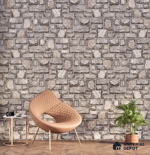 Elevation Wall Tile TL 00085 C Slate Grey 2 ft x 1 ft Punch Matte Finish Vitrified Tile - 9 mm | Suitable For Feature Wall, Boundary Wall, Balcony, Outdoor