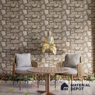 Elevation Wall Tile TL 00085 C Slate Grey 2 ft x 1 ft Punch Matte Finish Vitrified Tile - 9 mm | Suitable For Feature Wall, Boundary Wall, Balcony, Outdoor