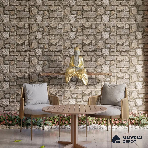 Elevation Wall Tile TL 00085 C Slate Grey 2 ft x 1 ft Punch Matte Finish Vitrified Tile - 9 mm | Suitable For Feature Wall, Boundary Wall, Balcony, Outdoor
