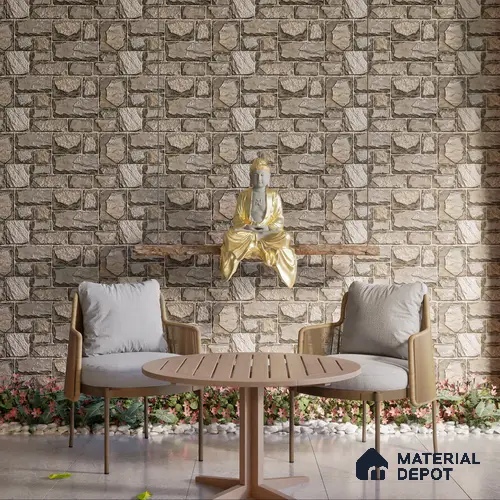 Elevation Wall Tile TL 00085 C Slate Grey 2 ft x 1 ft Punch Matte Finish Vitrified Tile - 9 mm | Suitable For Feature Wall, Boundary Wall, Balcony, Outdoor