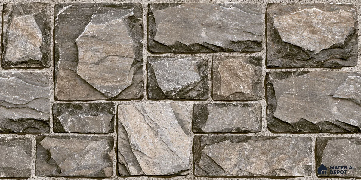 Elevation Wall Tile TL 00085 C Slate Grey 2 ft x 1 ft Punch Matte Finish Vitrified Tile - 9 mm | Suitable For Feature Wall, Boundary Wall, Balcony, Outdoor