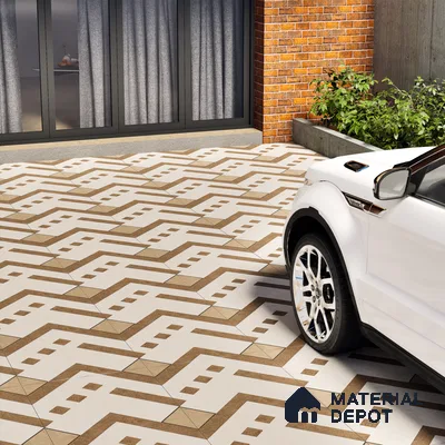 Parking Floor Tile TL 03385 B Tetris Sunshine16 x 16 inch Anti Slip Matte Finish Heavy Duty Vitrified Tile - 12 mm | Suitable For Garage, Driveway, Terrace | Pattern Alignment May Vary | 2-3 mm Spacer is Mandatory