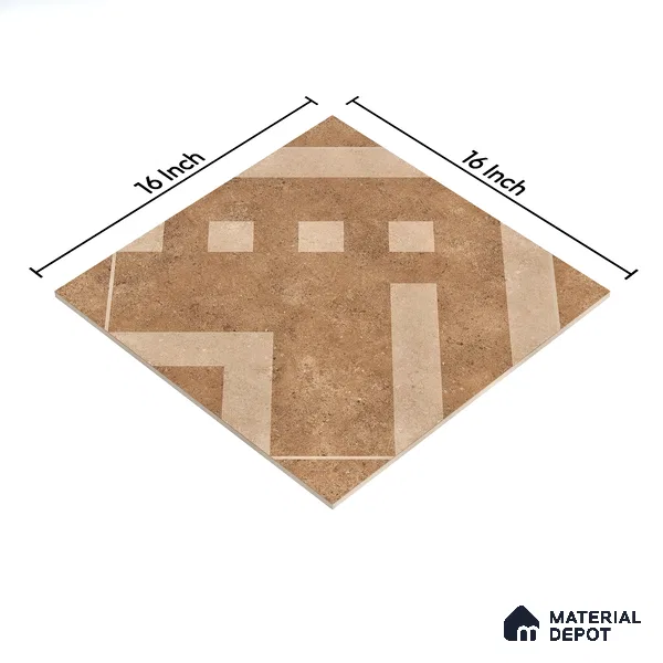 Parking Floor Tile TL 03385 C Tetris Beige 16 x 16 inch Anti Slip Matte Finish Heavy Duty Vitrified Tile - 12 mm | Suitable For Garage, Driveway, Terrace | Pattern Alignment May Vary | 2-3 mm Spacer is Mandatory (Sample)