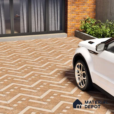Parking Floor Tile TL 03385 C Tetris Beige 16 x 16 inch Anti Slip Matte Finish Heavy Duty Vitrified Tile - 12 mm | Suitable For Garage, Driveway, Terrace | Pattern Alignment May Vary | 2-3 mm Spacer is Mandatory (Sample)
