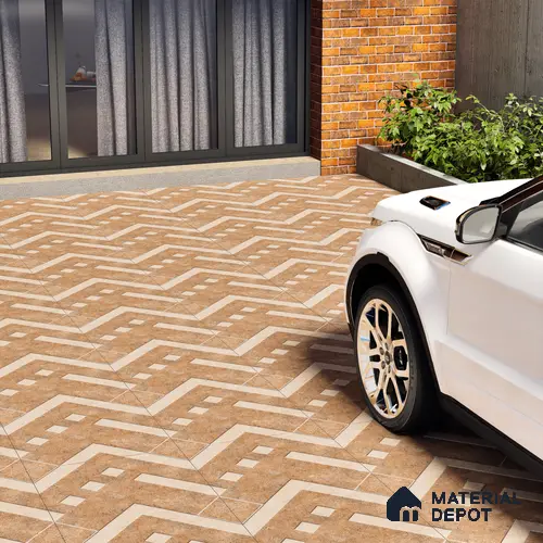 Parking Floor Tile TL 03385 C Tetris Beige 16 x 16 inch Anti Slip Matte Finish Heavy Duty Vitrified Tile - 12 mm | Suitable For Garage, Driveway, Terrace | Pattern Alignment May Vary | 2-3 mm Spacer is Mandatory