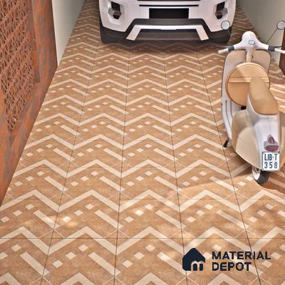 Parking Floor Tile TL 03385 C Tetris Beige 16 x 16 inch Anti Slip Matte Finish Heavy Duty Vitrified Tile - 12 mm | Suitable For Garage, Driveway, Terrace | Pattern Alignment May Vary | 2-3 mm Spacer is Mandatory (Sample)