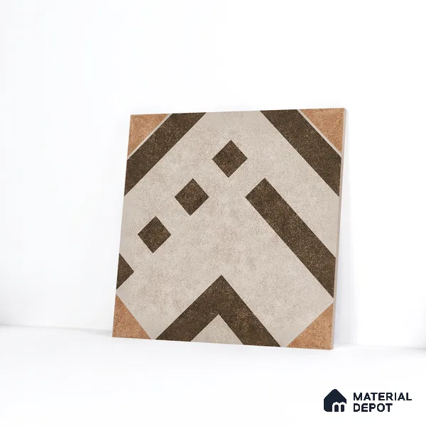 Parking Floor Tile TL 03385 D Tetris Brown 16 x 16 inch Anti Slip Matte Finish Heavy Duty Vitrified Tile - 12 mm | Suitable For Garage, Driveway, Terrace | Pattern Alignment May Vary | 2-3 mm Spacer is Mandatory (Sample)