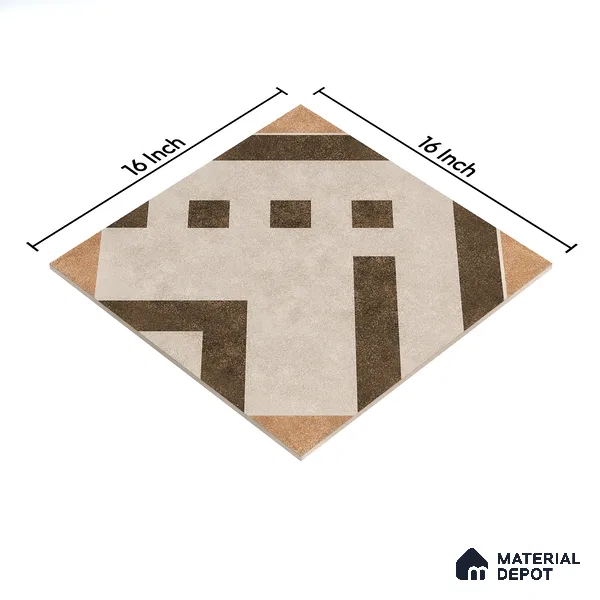 Parking Floor Tile TL 03385 D Tetris Brown 16 x 16 inch Anti Slip Matte Finish Heavy Duty Vitrified Tile - 12 mm | Suitable For Garage, Driveway, Terrace | Pattern Alignment May Vary | 2-3 mm Spacer is Mandatory (Sample)