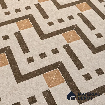 Parking Floor Tile TL 03385 D Tetris Brown 16 x 16 inch Anti Slip Matte Finish Heavy Duty Vitrified Tile - 12 mm | Suitable For Garage, Driveway, Terrace | Pattern Alignment May Vary | 2-3 mm Spacer is Mandatory (Sample)
