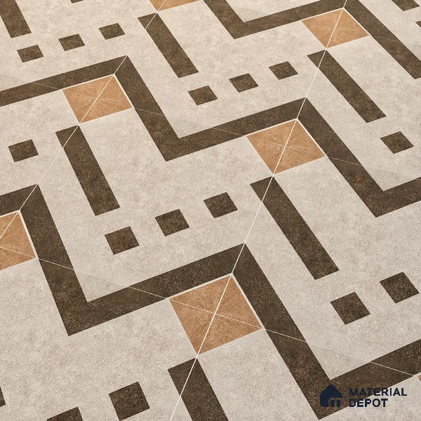 Parking Floor Tile TL 03385 D Tetris Brown 16 x 16 inch Anti Slip Matte Finish Heavy Duty Vitrified Tile - 12 mm | Suitable For Garage, Driveway, Terrace | Pattern Alignment May Vary | 2-3 mm Spacer is Mandatory (Sample)
