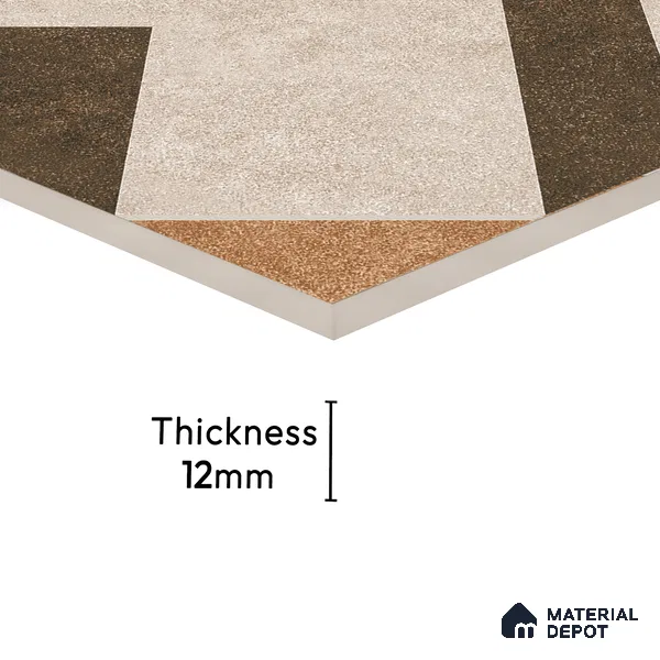 Parking Floor Tile TL 03385 D Tetris Brown 16 x 16 inch Anti Slip Matte Finish Heavy Duty Vitrified Tile - 12 mm | Suitable For Garage, Driveway, Terrace | Pattern Alignment May Vary | 2-3 mm Spacer is Mandatory (Sample)