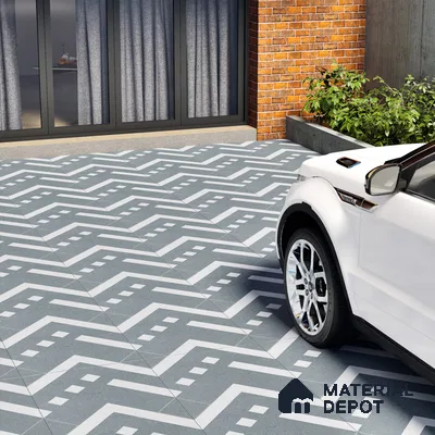 Parking Floor Tile TL 03385 F Tetris Grape 16 x 16 inch Anti Slip Matte Finish Heavy Duty Vitrified Tile - 12 mm | Suitable For Garage, Driveway, Terrace | Pattern Alignment May Vary | 2-3 mm Spacer is Mandatory