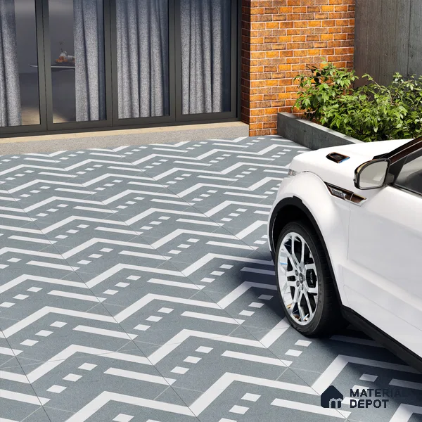 Parking Floor Tile TL 03385 F Tetris Grape 16 x 16 inch Anti Slip Matte Finish Heavy Duty Vitrified Tile - 12 mm | Suitable For Garage, Driveway, Terrace | Pattern Alignment May Vary | 2-3 mm Spacer is Mandatory