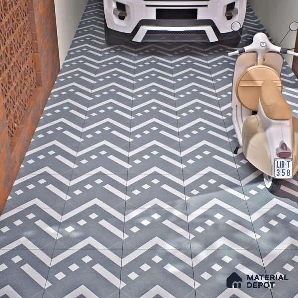Parking Floor Tile TL 03385 F Tetris Grape 16 x 16 inch Anti Slip Matte Finish Heavy Duty Vitrified Tile - 12 mm | Suitable For Garage, Driveway, Terrace | Pattern Alignment May Vary | 2-3 mm Spacer is Mandatory