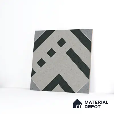 Parking Floor Tile TL 03385 A Tetris Charcoal 16 x 16 inch Anti Slip Matte Finish Heavy Duty Vitrified Tile - 12 mm | Suitable For Garage, Driveway, Terrace | Pattern Alignment May Vary | 2-3 mm Spacer is Mandatory