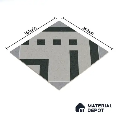 Parking Floor Tile TL 03385 A Tetris Charcoal 16 x 16 inch Anti Slip Matte Finish Heavy Duty Vitrified Tile - 12 mm | Suitable For Garage, Driveway, Terrace | Pattern Alignment May Vary | 2-3 mm Spacer is Mandatory