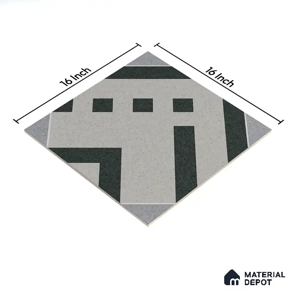 Parking Floor Tile TL 03385 A Tetris Charcoal 16 x 16 inch Anti Slip Matte Finish Heavy Duty Vitrified Tile - 12 mm | Suitable For Garage, Driveway, Terrace | Pattern Alignment May Vary | 2-3 mm Spacer is Mandatory