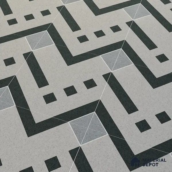 Parking Floor Tile TL 03385 A Tetris Charcoal 16 x 16 inch Anti Slip Matte Finish Heavy Duty Vitrified Tile - 12 mm | Suitable For Garage, Driveway, Terrace | Pattern Alignment May Vary | 2-3 mm Spacer is Mandatory