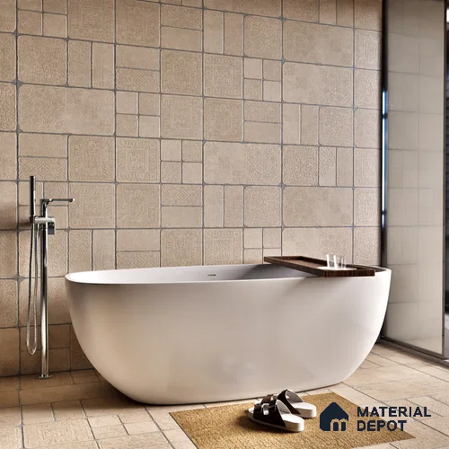 Parking Floor & Wall TL 00060 A Light Beige 2 ft x 1 ft Matte Finish Stone Vitrified Tile - 12 mm | 32 Random Faces | Suitable For Heavy Duty Outdoor Areas