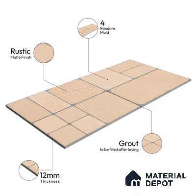 Parking Floor & Wall TL 00060 B Toffee Beige 2 ft x 1 ft Matte Finish Stone Vitrified Tile - 12 mm | 32 Random Faces | Suitable For Heavy Duty Outdoor Areas