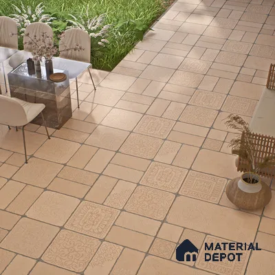 Parking Floor & Wall TL 00060 B Toffee Beige 2 ft x 1 ft Matte Finish Stone Vitrified Tile - 12 mm | 32 Random Faces | Suitable For Heavy Duty Outdoor Areas