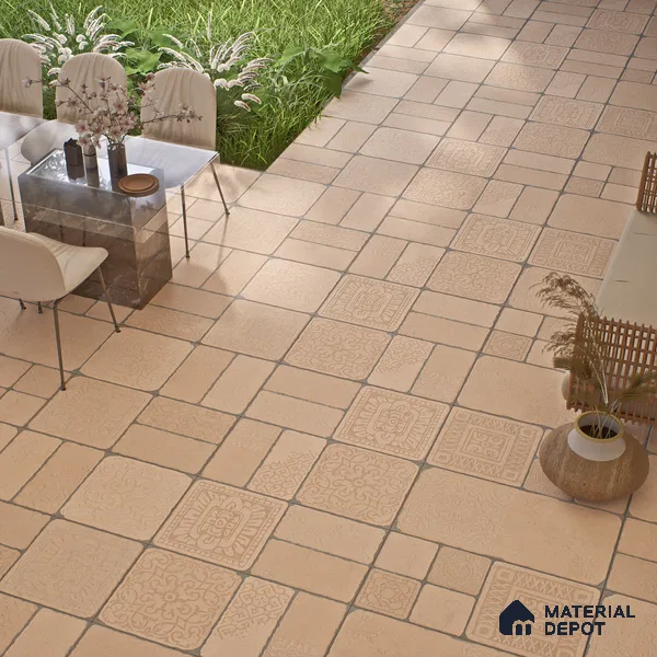 Parking Floor & Wall TL 00060 B Toffee Beige 2 ft x 1 ft Matte Finish Stone Vitrified Tile - 12 mm | 32 Random Faces | Suitable For Heavy Duty Outdoor Areas