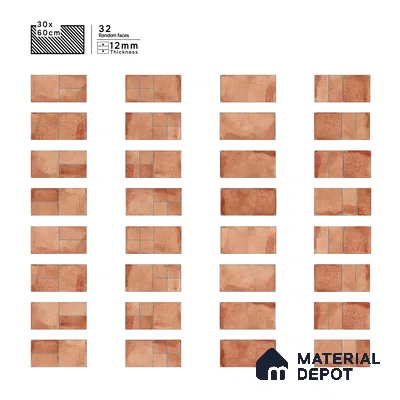 Parking Floor & Wall TL 00060 C Mud Brown 2 ft x 1 ft Matte Finish Stone Vitrified Tile - 12 mm | 32 Random Faces | Suitable For Heavy Duty Outdoor Areas
