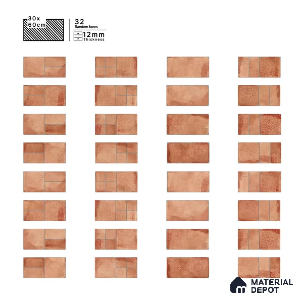 Parking Floor & Wall TL 00060 C Mud Brown 2 ft x 1 ft Matte Finish Stone Vitrified Tile - 12 mm | 32 Random Faces | Suitable For Heavy Duty Outdoor Areas