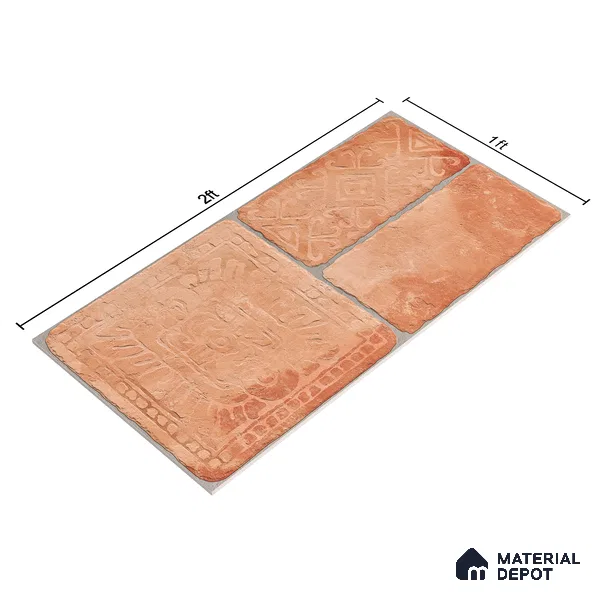 Parking Floor & Wall TL 00060 C Mud Brown 2 ft x 1 ft Matte Finish Stone Vitrified Tile - 12 mm | 32 Random Faces | Suitable For Heavy Duty Outdoor Areas