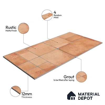 Parking Floor & Wall TL 00060 C Mud Brown 2 ft x 1 ft Matte Finish Stone Vitrified Tile - 12 mm | 32 Random Faces | Suitable For Heavy Duty Outdoor Areas