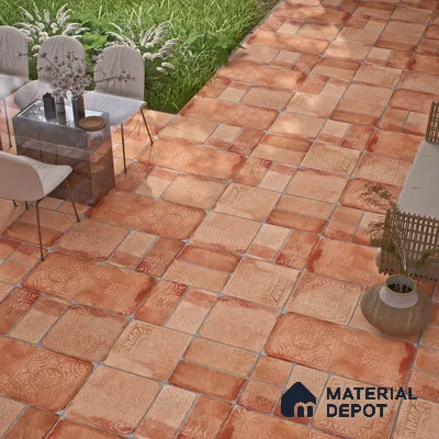 Parking Floor & Wall TL 00060 C Mud Brown 2 ft x 1 ft Matte Finish Stone Vitrified Tile - 12 mm | 32 Random Faces | Suitable For Heavy Duty Outdoor Areas