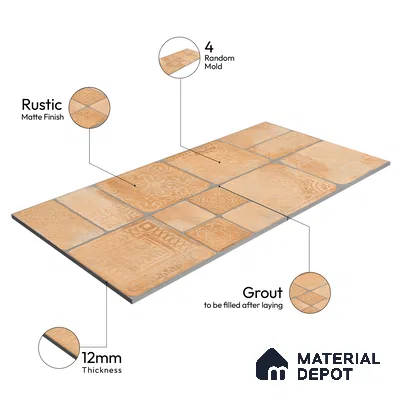 Parking Floor & Wall TL 00060 D Chocolate Brown 2 ft x 1 ft Matte Finish Stone Vitrified Tile - 12 mm | 32 Random Faces | Suitable For Heavy Duty Outdoor Areas