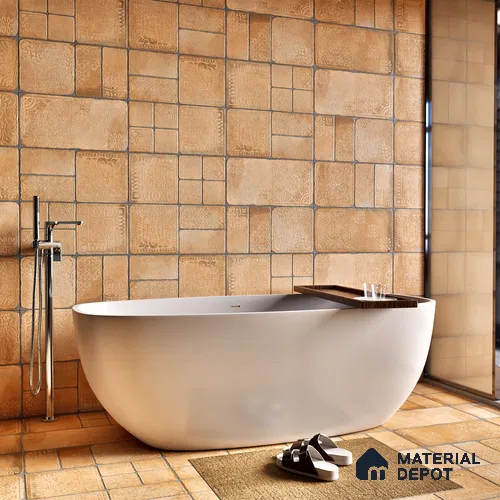 Parking Floor & Wall TL 00060 D Chocolate Brown 2 ft x 1 ft Matte Finish Stone Vitrified Tile - 12 mm | 32 Random Faces | Suitable For Heavy Duty Outdoor Areas