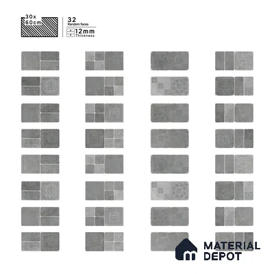 Parking Floor & Wall TL 00060 E Grey 2 ft x 1 ft Matte Finish Stone Vitrified Tile - 12 mm | 32 Random Faces | Suitable For Heavy Duty Outdoor Areas