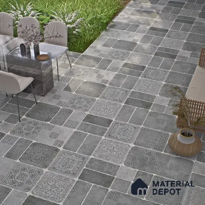 Parking Floor & Wall TL 00060 E Grey 2 ft x 1 ft Matte Finish Stone Vitrified Tile - 12 mm | 32 Random Faces | Suitable For Heavy Duty Outdoor Areas