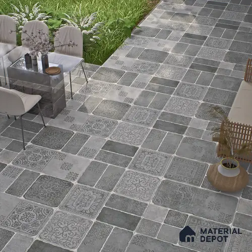 Parking Floor & Wall TL 00060 E Grey 2 ft x 1 ft Matte Finish Stone Vitrified Tile - 12 mm | 32 Random Faces | Suitable For Heavy Duty Outdoor Areas